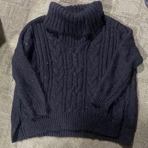 BLACK AND SILVER SPARKLY CHUNKY KNIT SWEATER